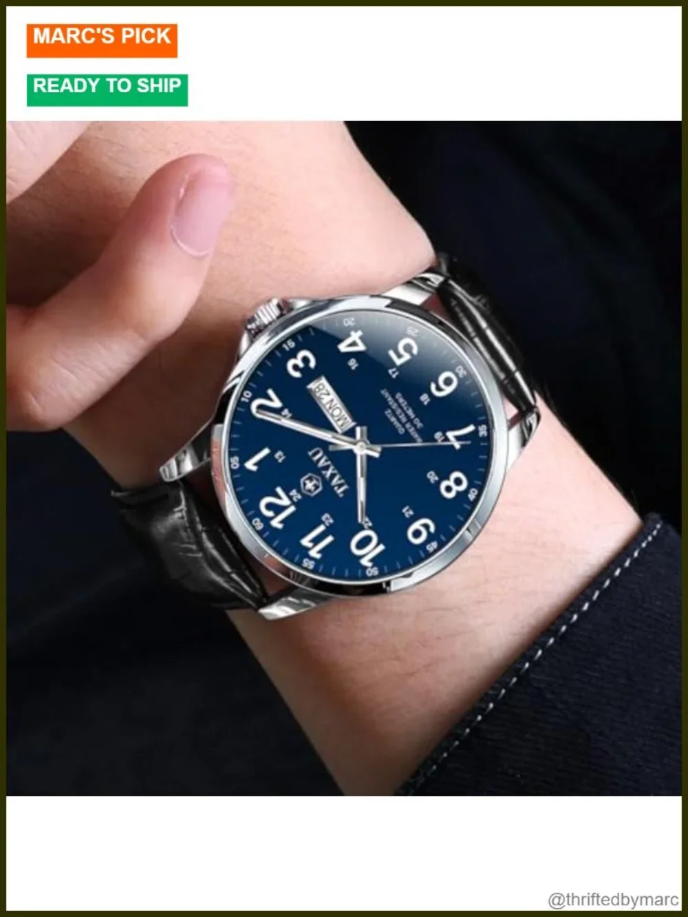 Men's Luxury Analog Waterproof Leather Dress Watch Quartz Minimalist Day Date